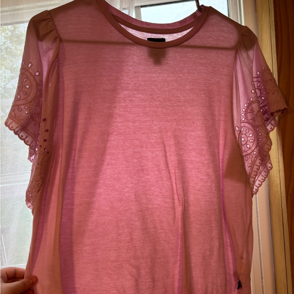GAP Pink Short Sleeve Top with Lace Detail